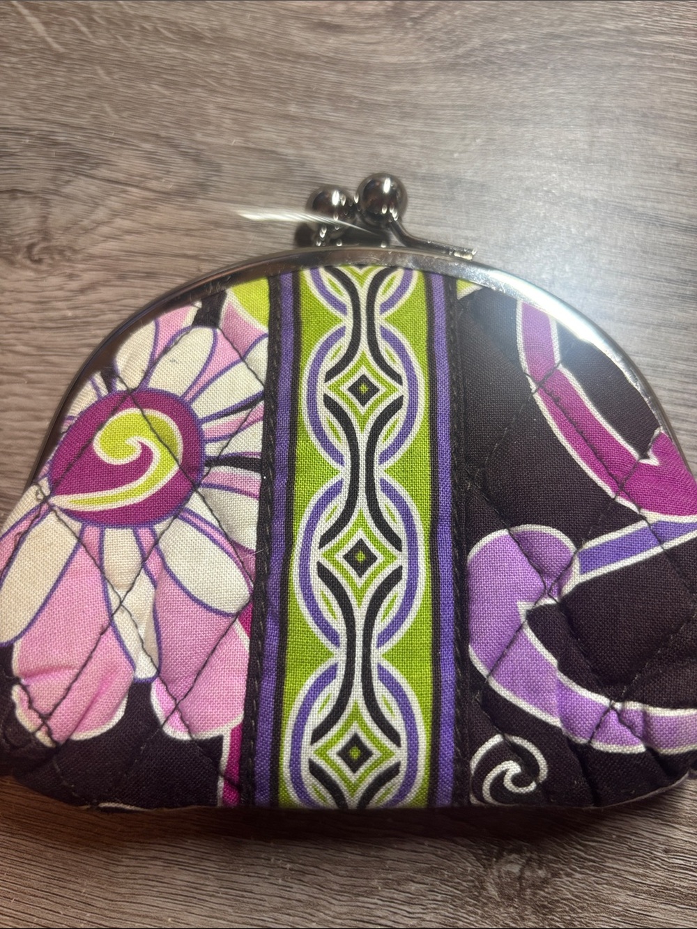 Vera Bradley Quilted Floral Kiss-Lock Coin Purse in Purple Punch - Picture 3 of 5